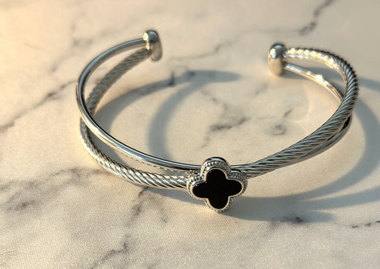 Bracelets Silver Twist Black Clover