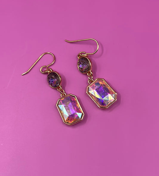 Earrings Two Drop Rhinestone