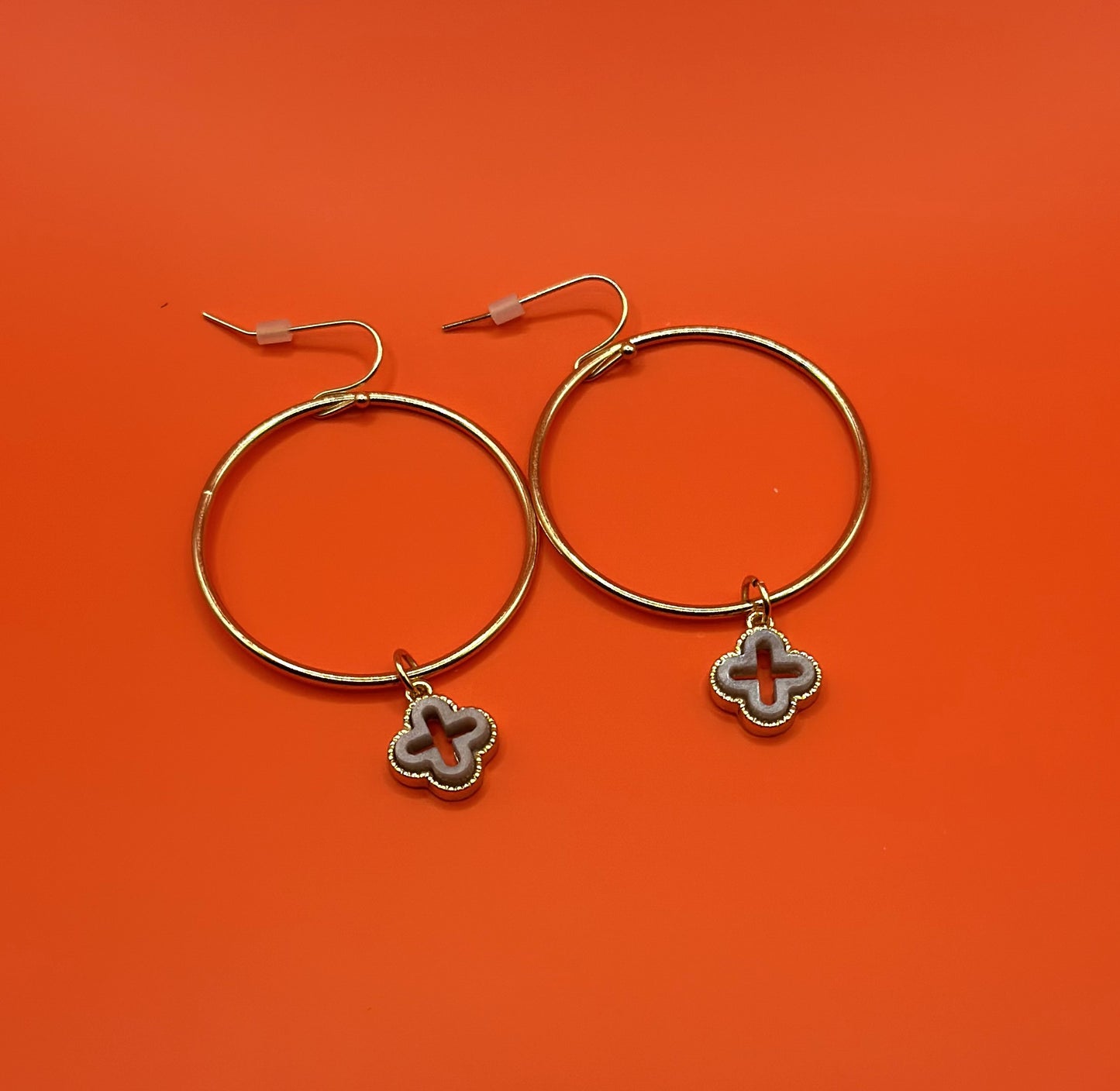 Earrings Gold Hoop with Charm