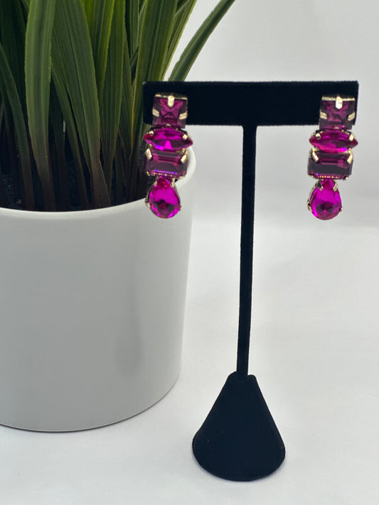 Earrings Pink Rhinestone