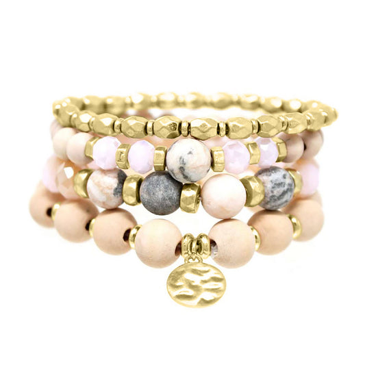 Pink Zebra Stone Multi Layer Bracelet